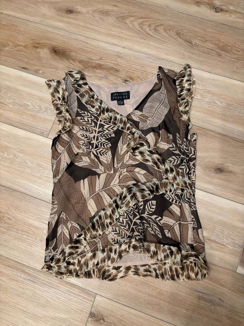 Spenser Jeremy 100% Silk Blouse Ruffle Wrap V neck